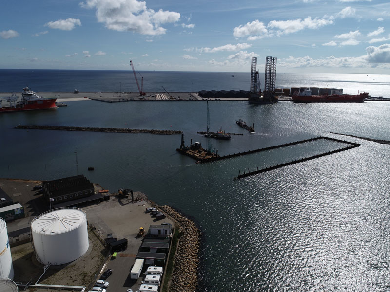 CG Jensen, Frderikshavn, Havn, udvidelse, ramning, vandbygning, anlæg vest, havnebyggeri, byggeplads